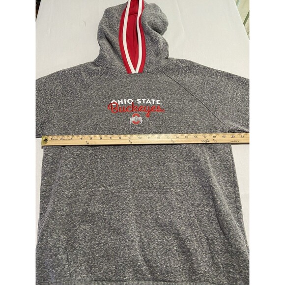 Ohio State Buckeyes Hoodie Pullover Sz M Champion Grey Red White Hand Warmer - Picture 9 of 11